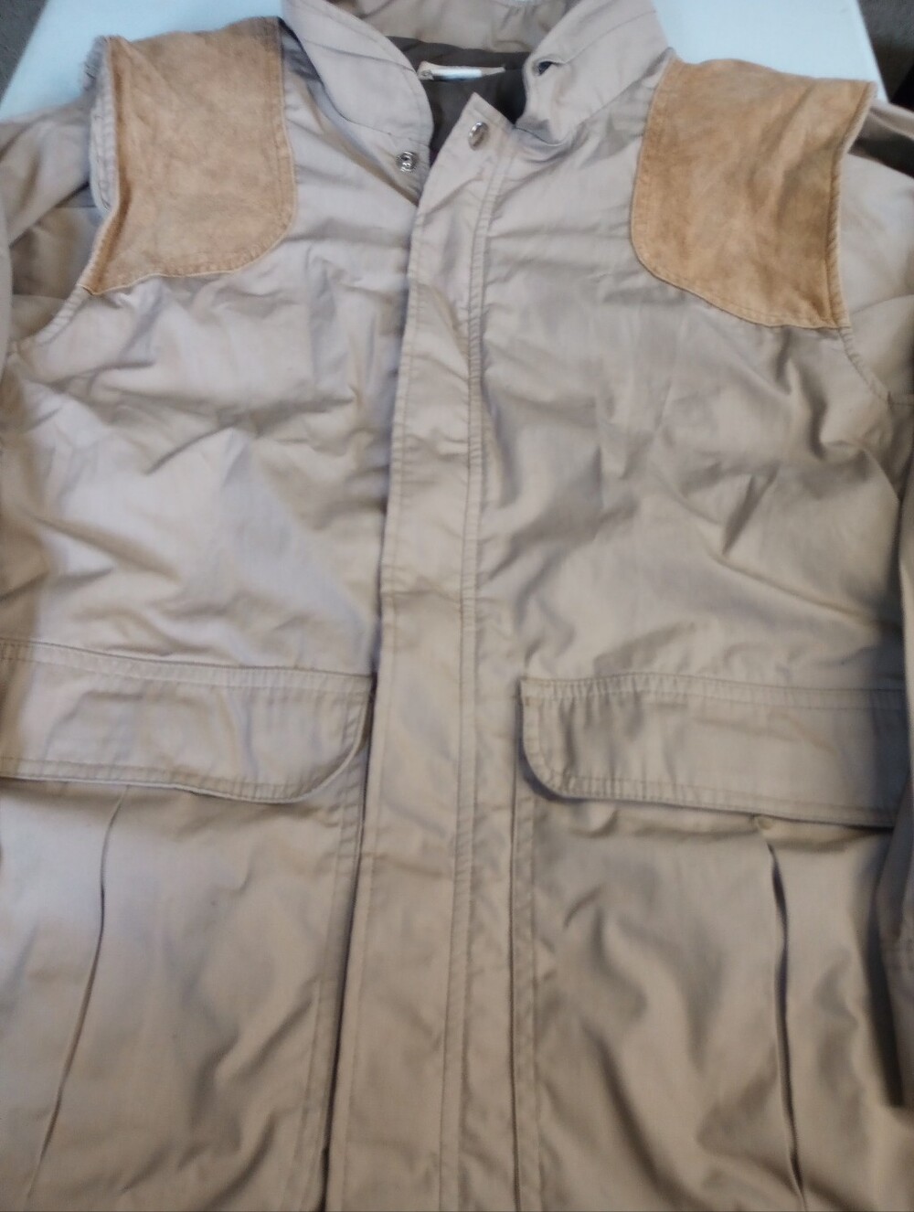 Gary Nesse Men's Lightweight  Field Jacket in Beige with Suede Panels Size X-lar